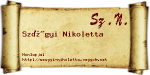 Szügyi Nikoletta névjegykártya